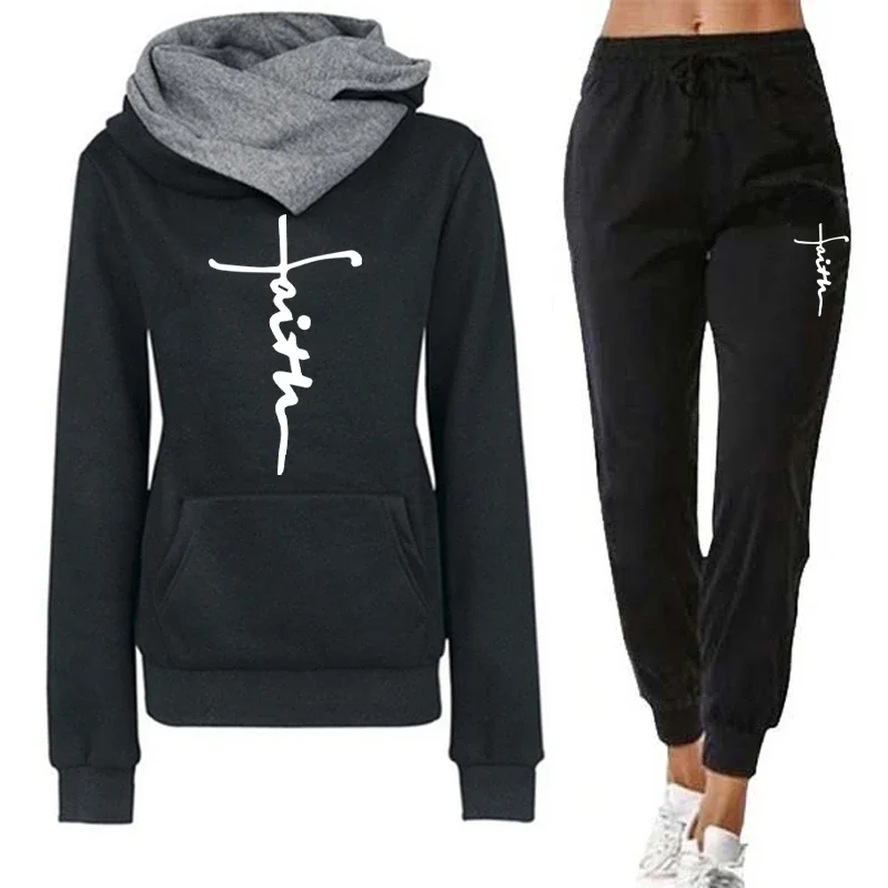 Women's Tracksuit Irregular Collar Long Sleeves Hoodie Sweatshirt Casual Sports Clothes AutumnWinter Single Versatile Tops Pants