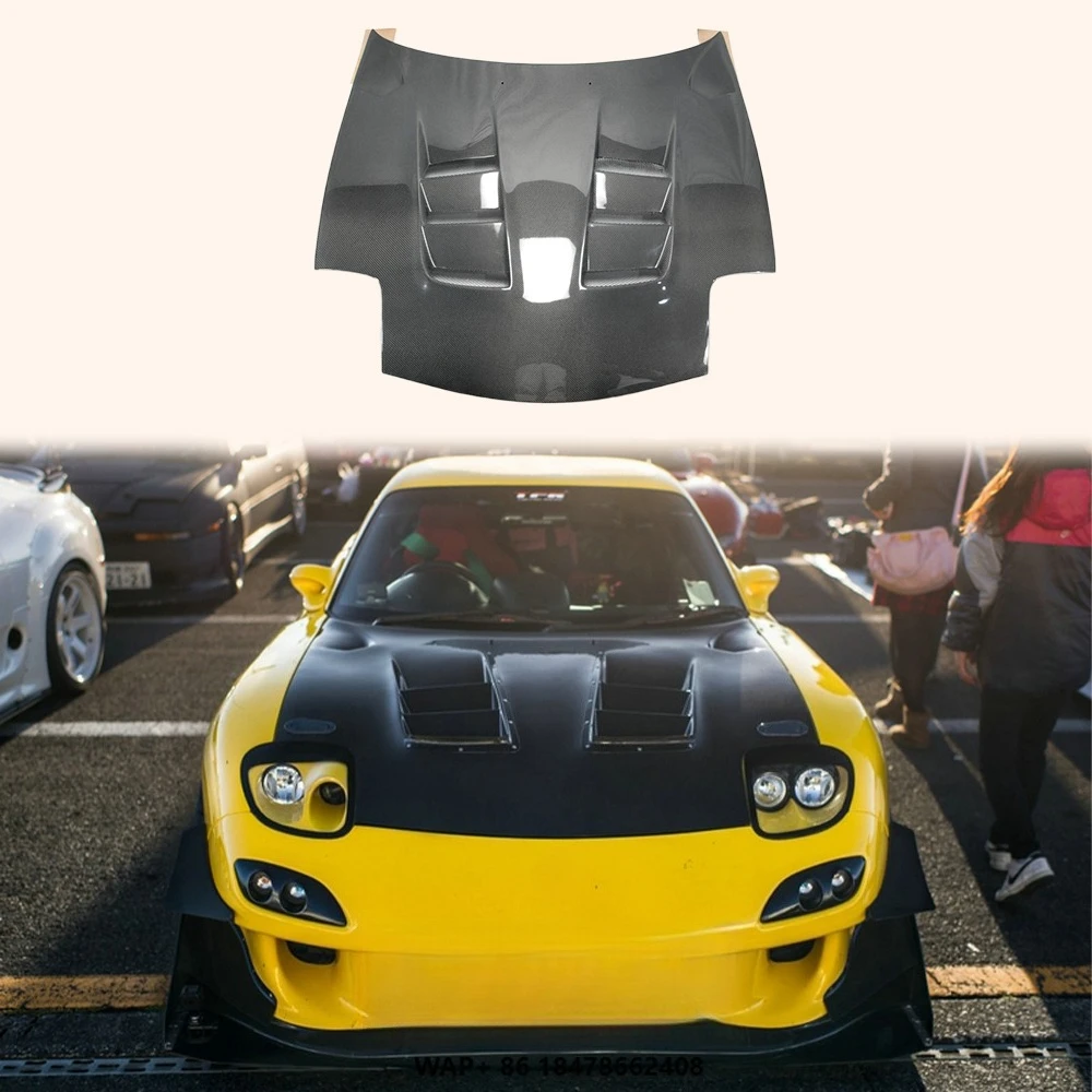 

For Mazda RX-7 FD RX7 FD3S RE Style Carbon Fiber Front Vented Bumper Hood Bonnet