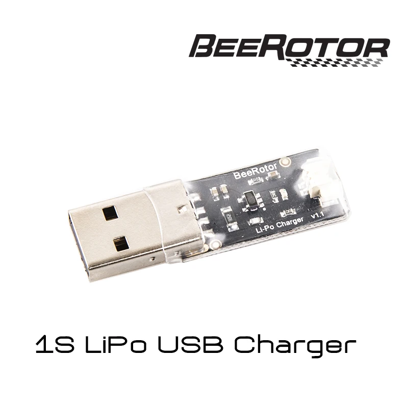 BeeRotor RC Mini 1S 3.7V LiPo USB Battery Charger 4.2V 410mA Output Compact Portable Charging Device for Small Electronic Device