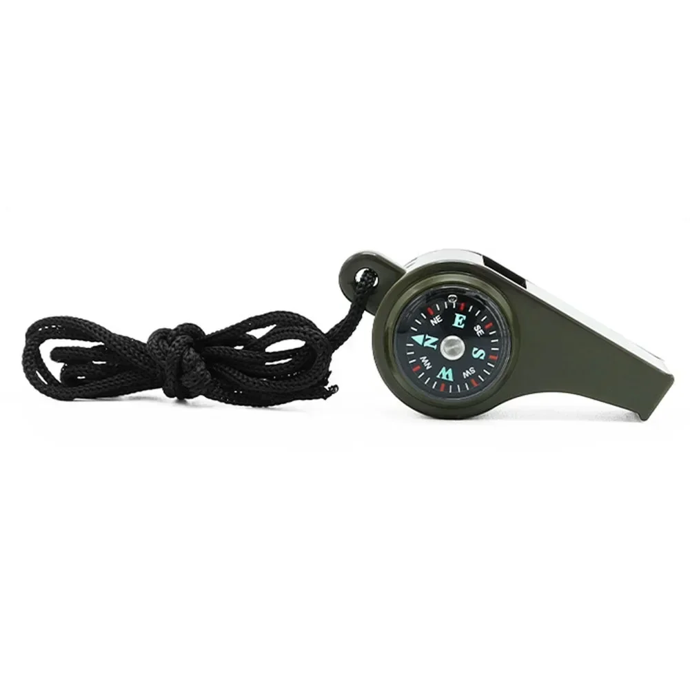 Survival Whistle Thermometer Multifunctional Lightweight Plastic For Compass 3 In 1 Outdoor Train Whistle Super Loud Tool