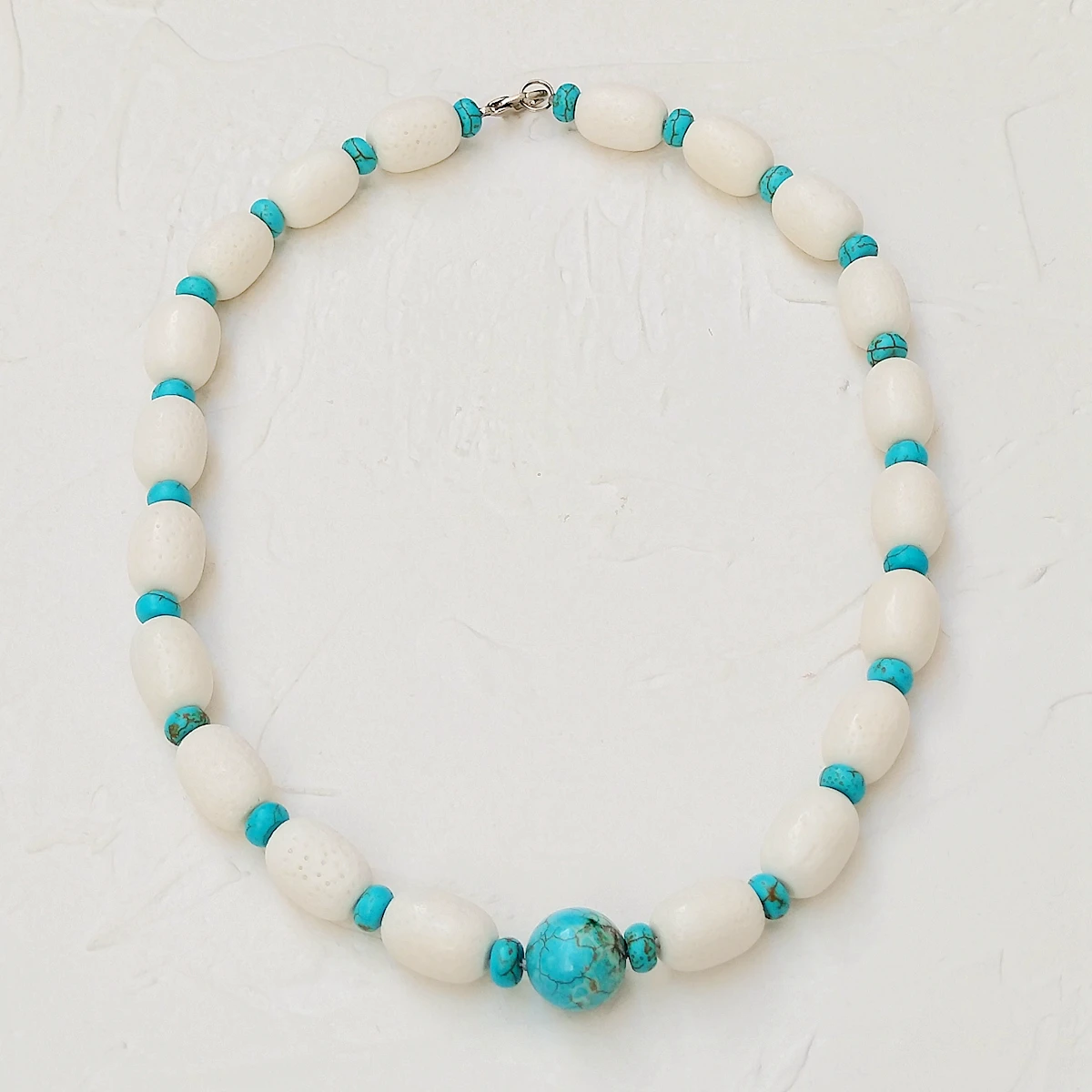 Lii Ji Real Stone Blue White Color Necklace Coral Turquoise Necklace 48cm Stock Sale Women Jewelry