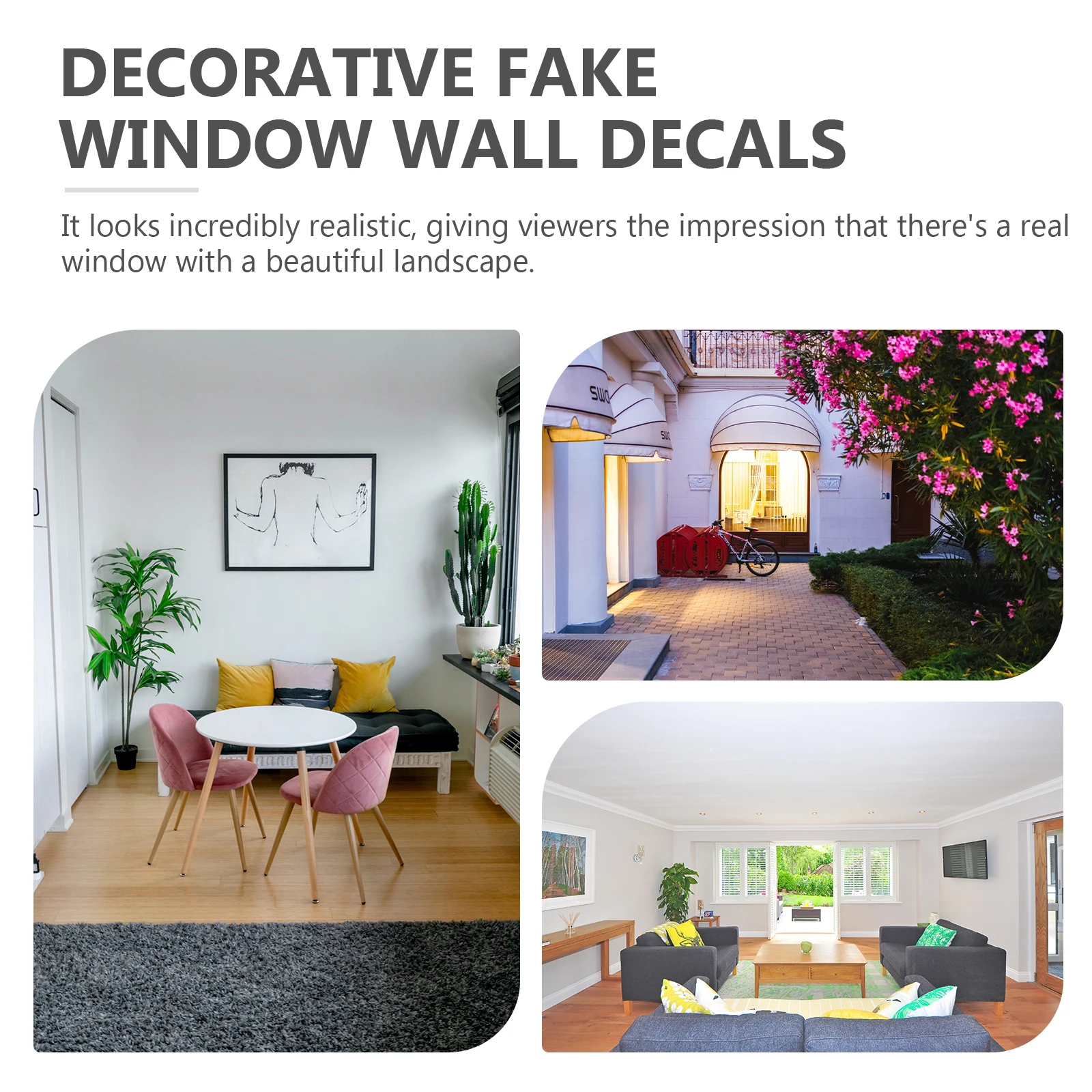 

3pcs Sky Porthole Sticker Space Window Wall Fake Decals Playroom Decor PVC Airplane Removable Landscape Wall Mural