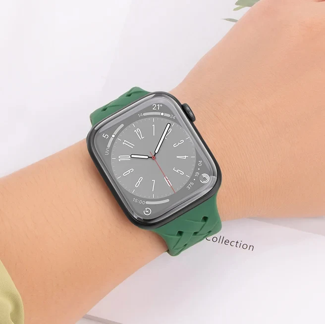 Sport Braided Silicone Strap For Apple Watch Band 44mm 40mm 45mm 49mm 38mm Breathable bracelet iwatch series 9 7 3 8 se ultra 2 image 4