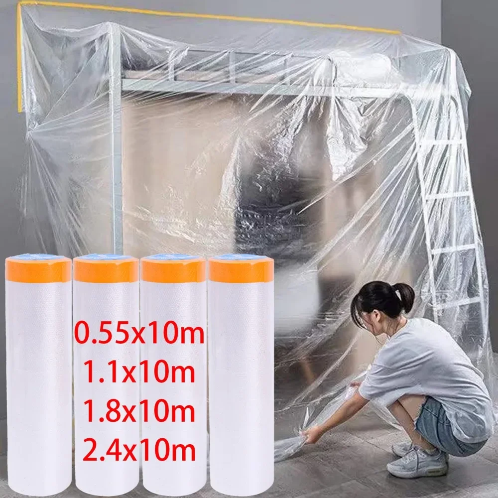 

10M Self-adhesive Dustproof Film Furniture Dust Protection Masking Film Home Waterproof Plastic Film Wall Painting Protect Cover