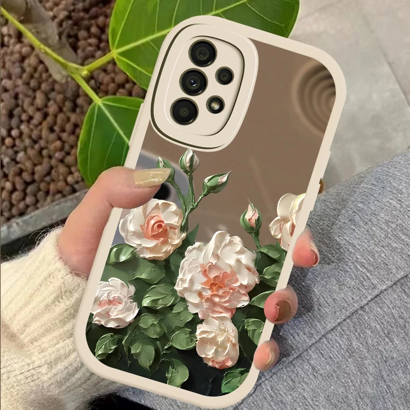 Funda de silicona suave para Samsung Galaxy A14, A04, A04E, A03, A03S, A54, A53, A33, A34, A32, cubierta Floral de espejo