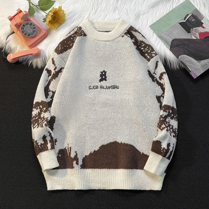 

Мягкий уютный ленивый повседневный вязаный свитер свободного покроя в стиле ретро, модный универсальный весенне-осенне-зимний мужской удобный модный...