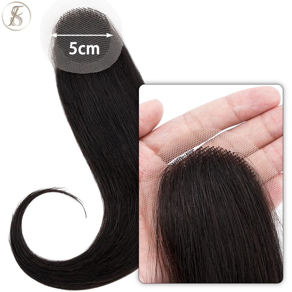 TESS Women Toppers Hair Hook Lace Single Knot Natural Human Hair Replacement Prothesis Invisible Alopecia Areata Brown Hairpiece