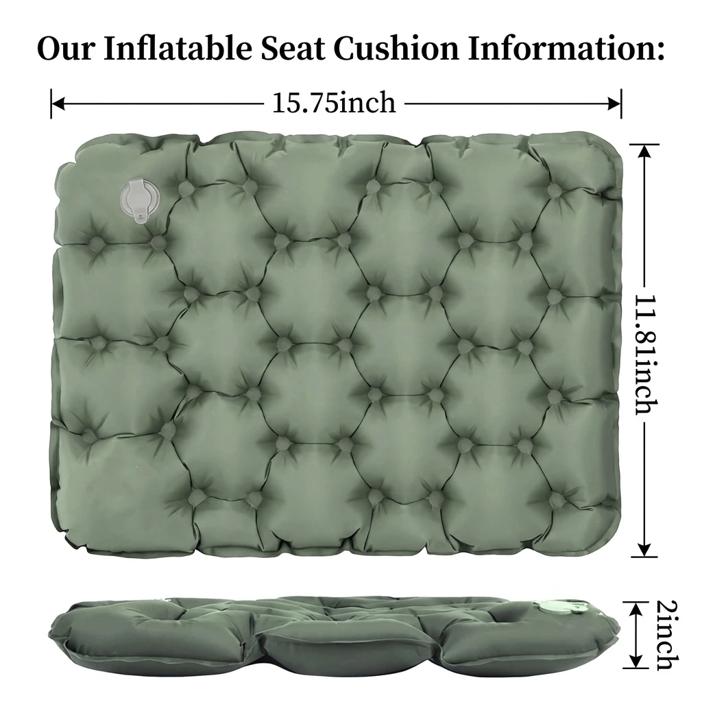 Portable Inflatable Seat Cushion Outdoor Camping Air Cushion Lightweight Travel Moisture Waterproof Anti Pressure Ulcer Air Mat