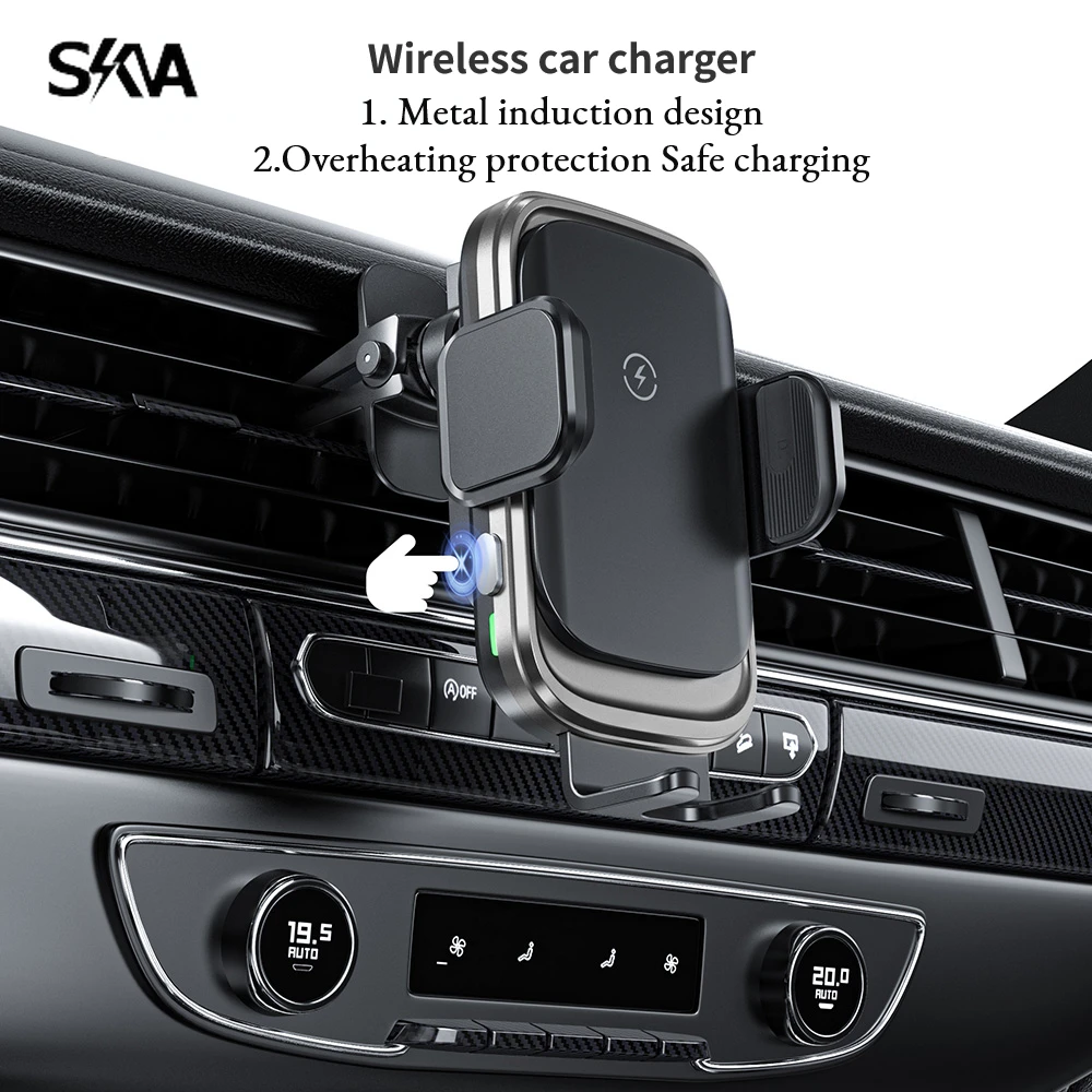 15W Qi Wireless Fast Charger Car Phone Holder Mount Air Vent Mobile Charging Stand for iPhone 12 13 14 Pro Max Samsung