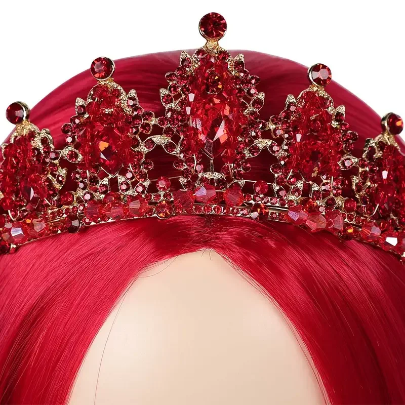 FC62024 Movie Descendent Rise Cosplay Fantasy Costume Accessories Heart Queen Wigs Red Long Straight Hair Women Hair Hallow@FC8！