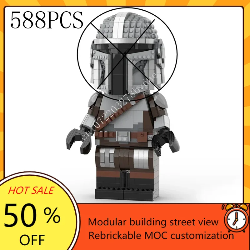 MOC Space Battle Serie Mandalorianer Helm Figur Modell Benutzerdefinierte Puzzles Technologie Bildung DIY Kreative Montage Spielzeug Kinder Geschenke