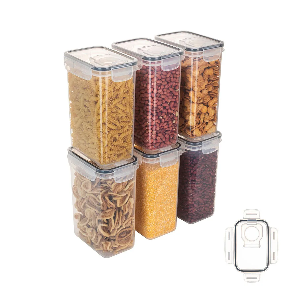 Transparent Food Storage Box Containers Pantry Storage Jar Cereal Grain Dispenser Containers Rice Bucket Kitchen Organizer