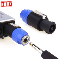 2PCS 4-Pole Speaker Plug to 6.5mm Female Metal Jack Adapter with Metal Latch Aviation Connector NL4FC Male to 1/4\