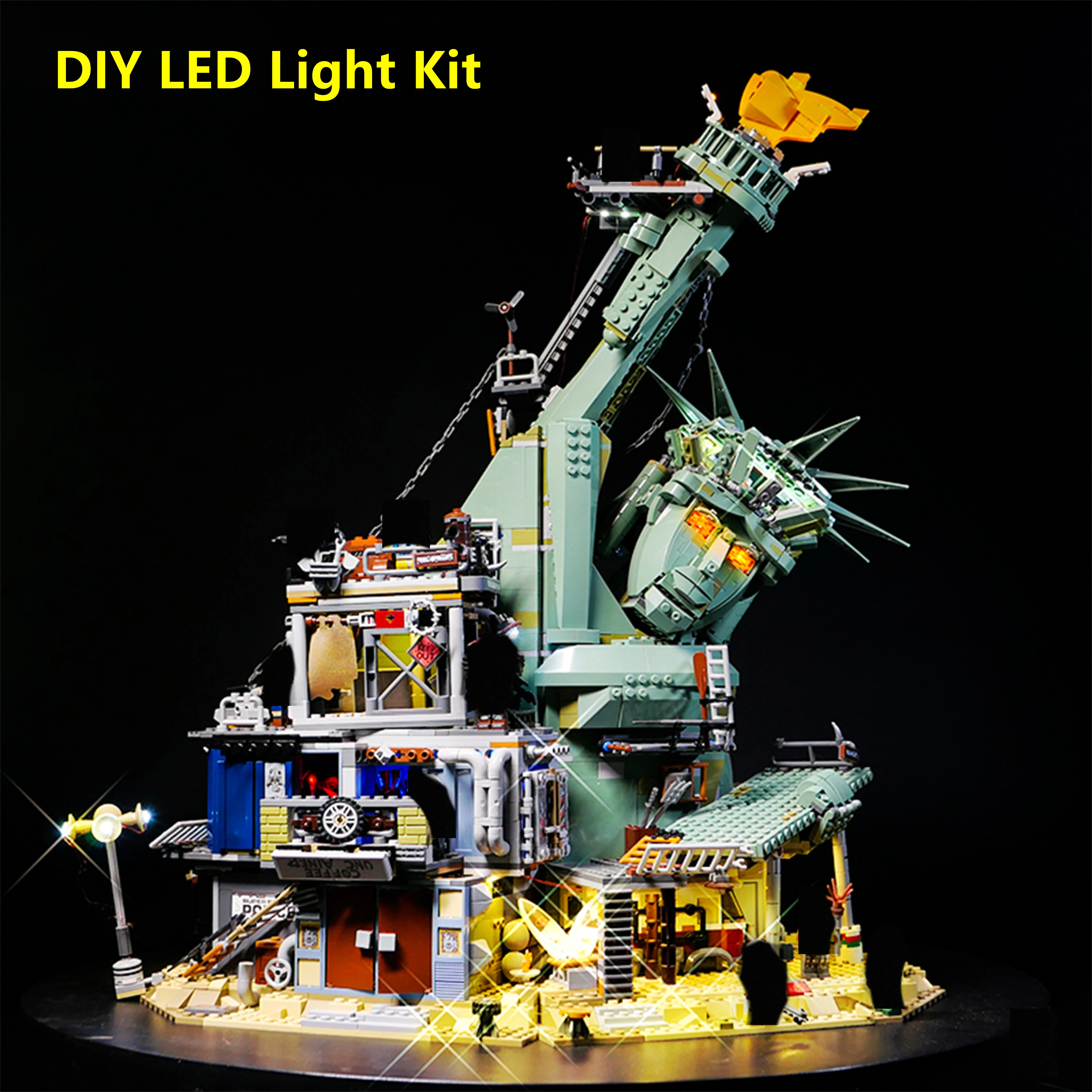 

DIY LED Light Kit Post-Apocalyptic Statue LED Kit Remote Light Set for 70840 Ruined Landmark Model (Lights Only)