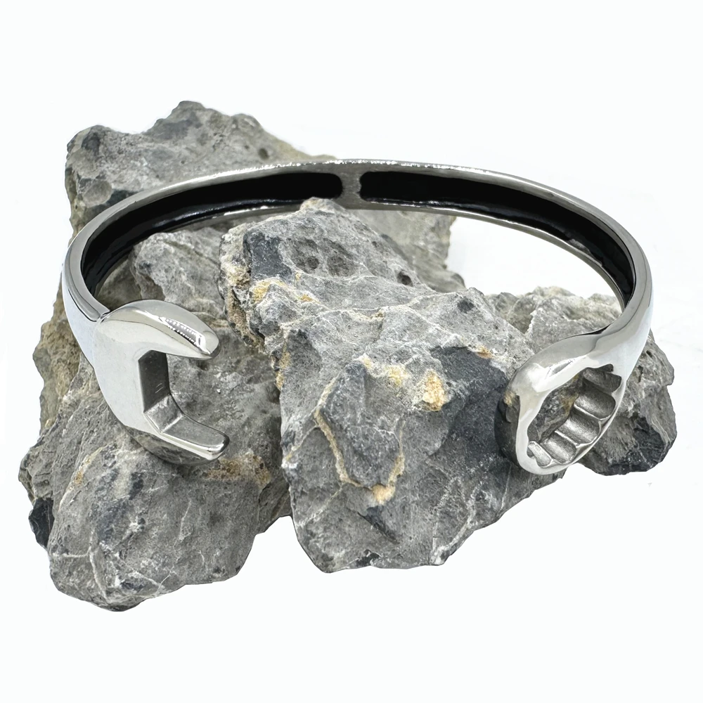 Biker Wrench Bracelet 316L Stainless Steel Jewelry Punk Style Spanner Bangle