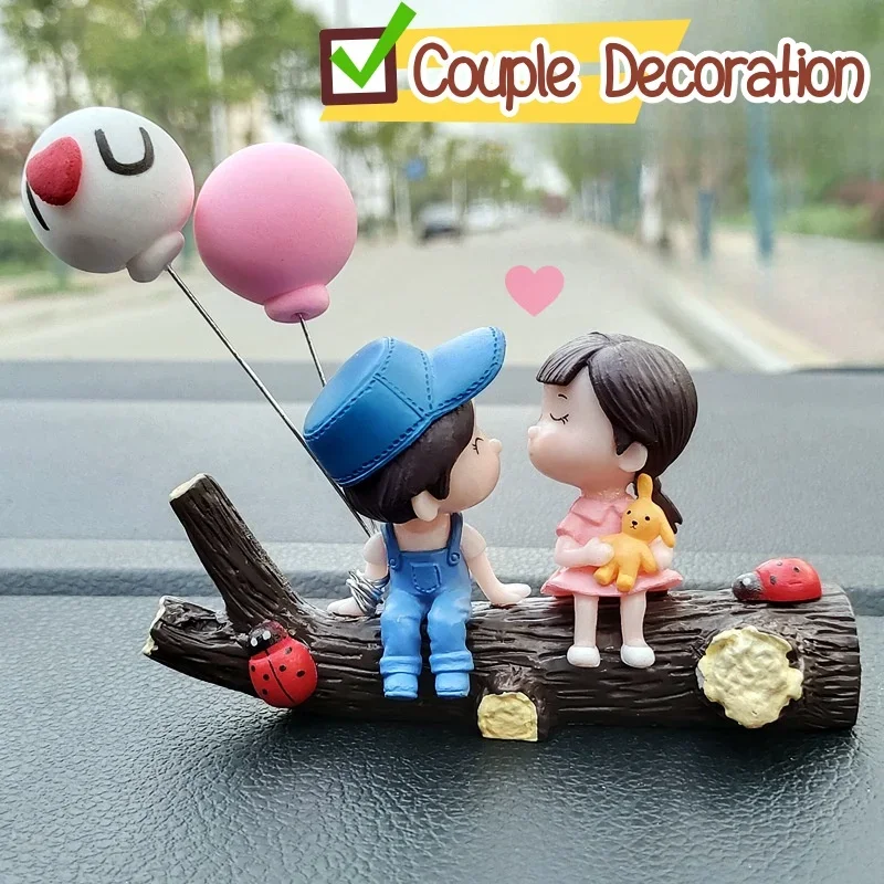 

Car Decoration Cute Cartoon Couples Action Figure Figurines Balloon Ornament Auto Interior Dashboard for Girls Gifts Accessories