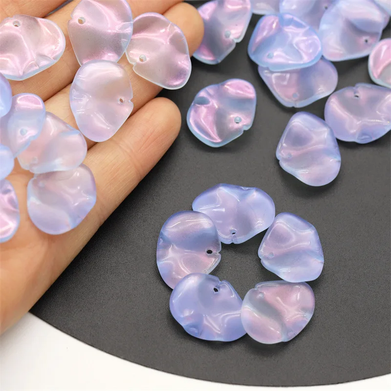 

10pcs Flora Petal 16x20mm Lampwork Crystal Glass Loose Pendants Beads for Jewelry Making DIY Crafts Flower Findings