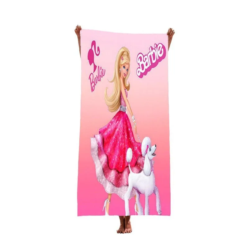 Barbie Beach Towel Peripheral Quick-drying Swimming Bath Towel Pink Children Hand Shower Travel Quilt Cartoon Cute Room Decor