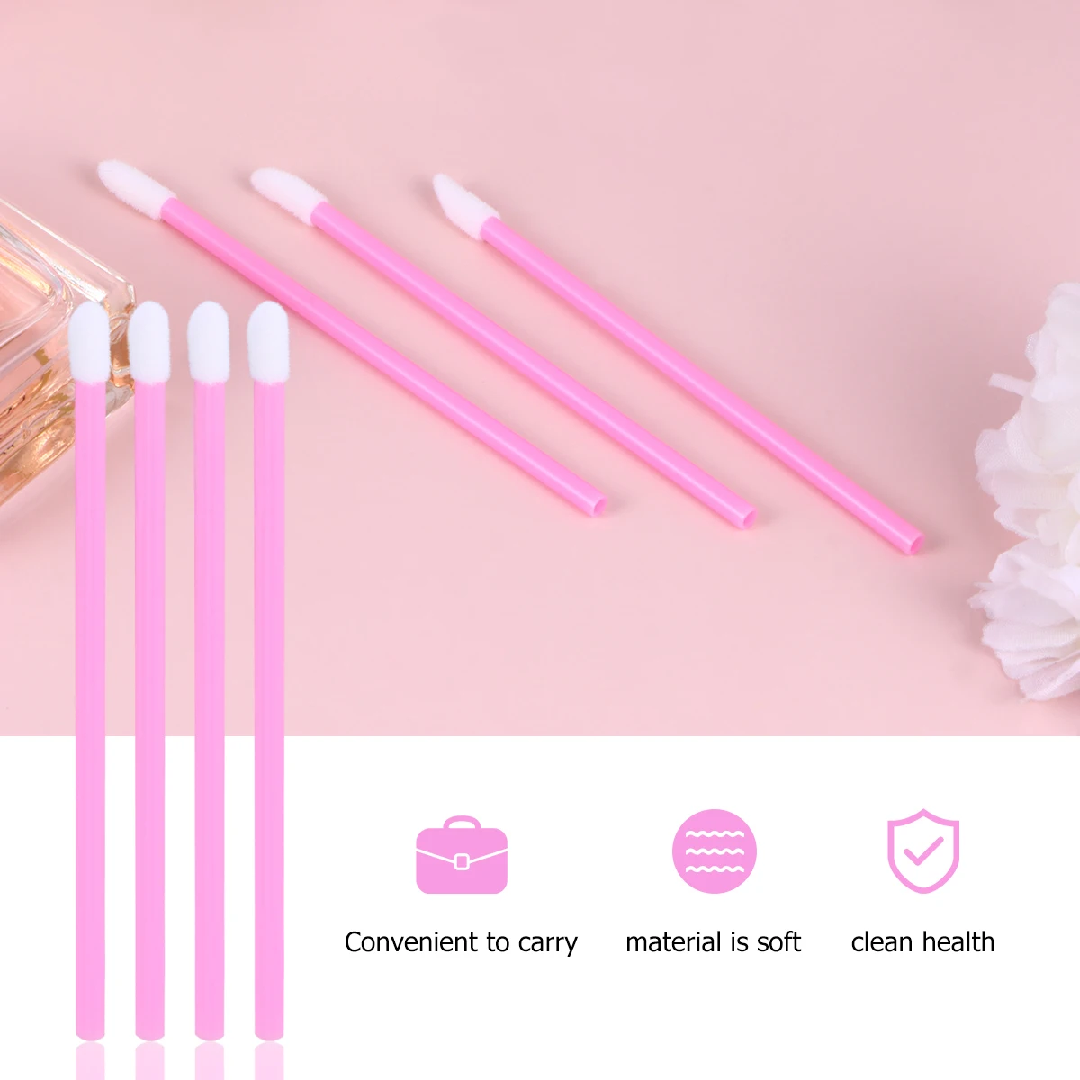

200 Pcs Lipstick Applicators Hollow Gloss Brushes Pink Disposable Plastic Lip Brush Makeup Tool Kit Lip Cosmetics