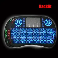 2.4GHz Wireless Keyboard Air Mouse Touchpad Hand Held 3 Color Backlight I8 for Android TV BOX I8 Backlit 7 Color English Arabic