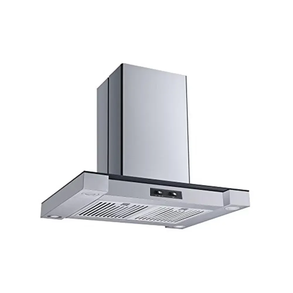 Convertible Island Range Hood Powerful Suction LED Lights Quiet Operation Adjustable Chimney