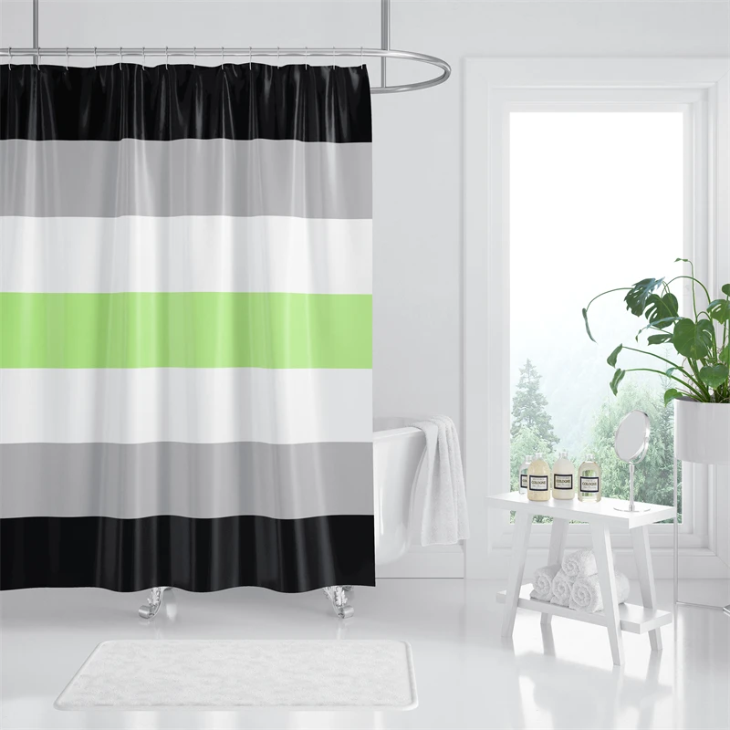 

Aertemisi Agender Pride Flag Rainbow LGBT Shower Curtain Set with Grommets and Hooks for Bathroom Decor