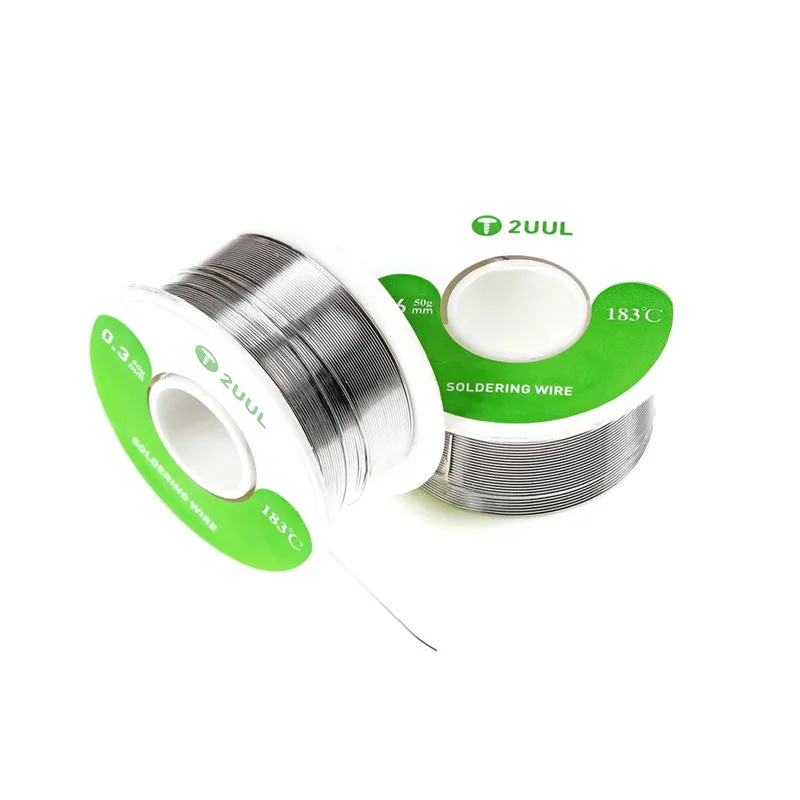 2UUL solda fio para o reparo do telefone móvel, Rosin Solid Flux Núcleo Welding Line, SC31, SC32, 0,3 milímetros, 0,6 milímetros, 100m, 50g, 183 ℃, fio de estanho