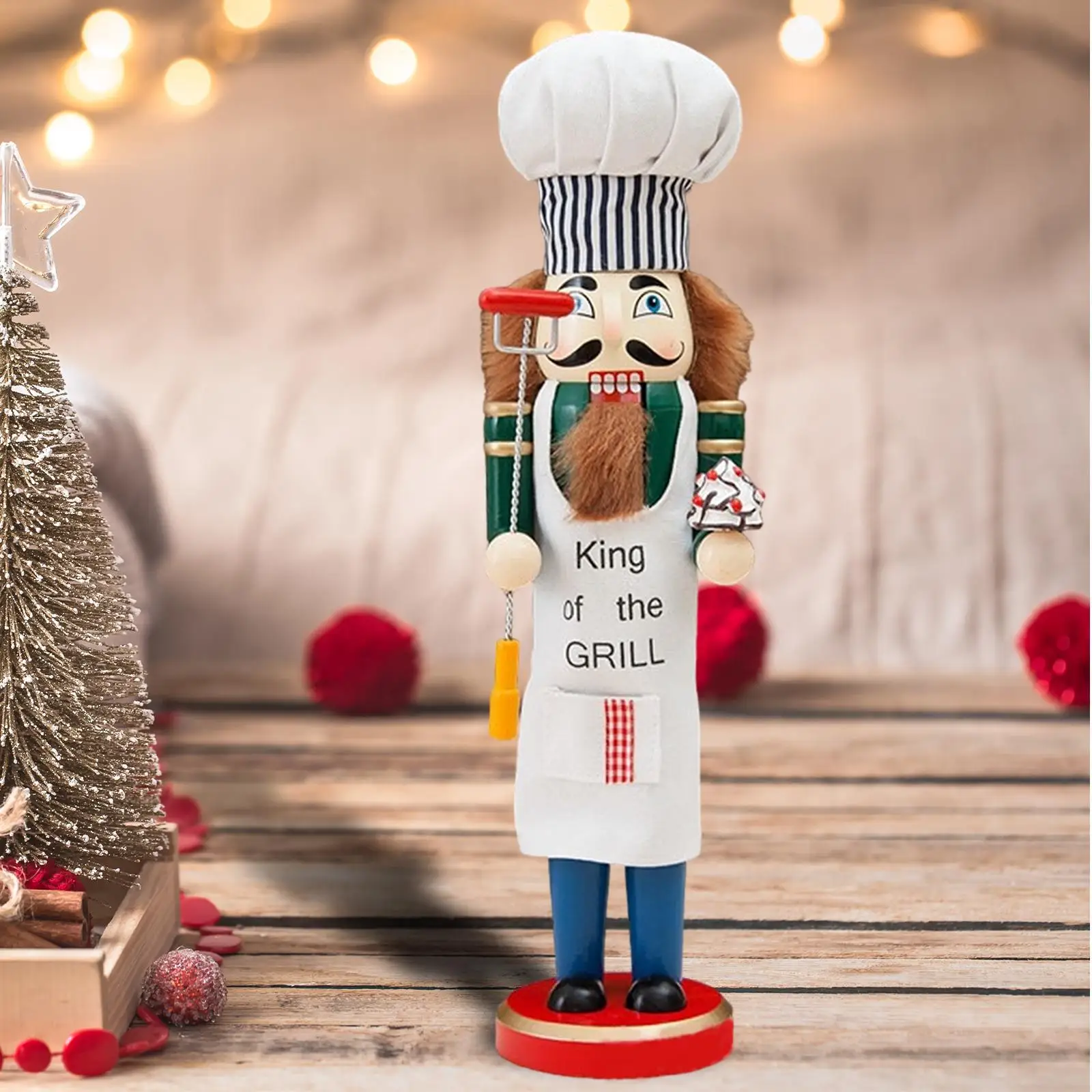 Christmas Decoration Crafts Bedroom Collectible Wood Chef Nutcracker Figure