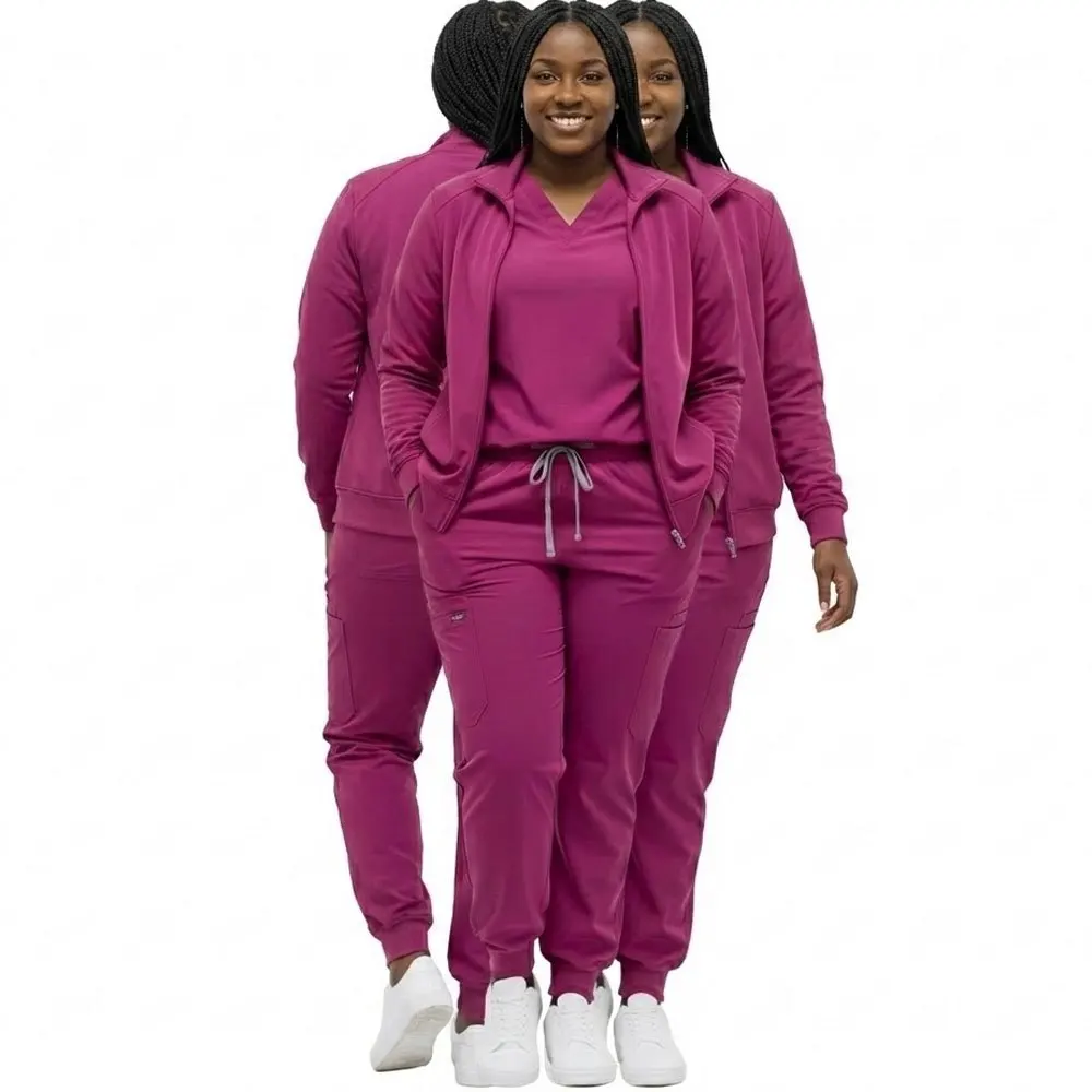 Ensemble de blouses d'infirmière 3 pièces d'hiver – Veste épaisse et chaude à manches longues, vêtements de travail pour infirmières, ensemble de travail pour l'hôpital