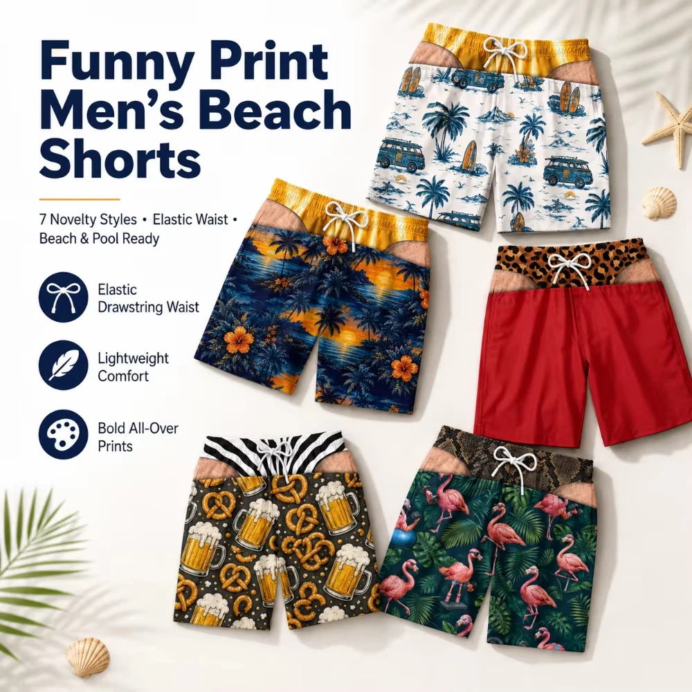 2026 Neue Sommer-Herrenshorts mit 3D-Strukturiertem Flauschigem Rücken-Design, Geeignet für Poolpartys und Urlaubsoutfits Y2k – Detail 7