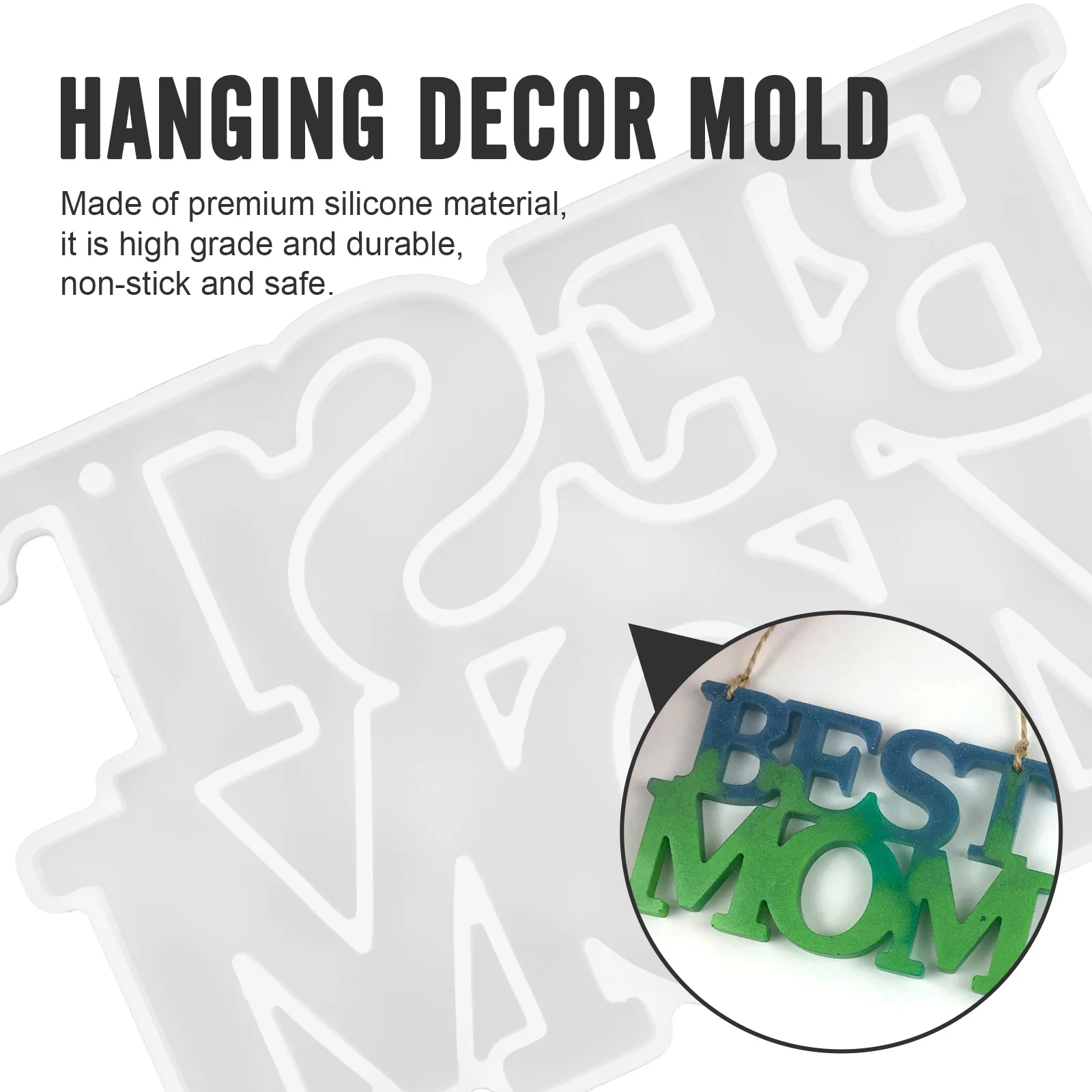 

2Pcs Mother's Day Keychain Mold Silicone DIY Pendant Craft Molds Safe Durable Material Creative Hanging Decor Gift Mold