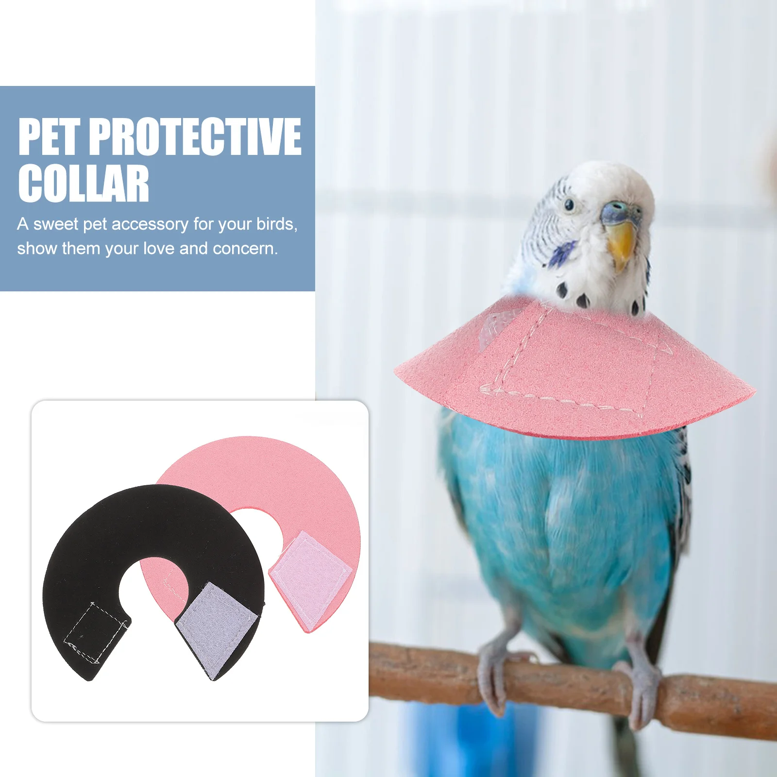 

2Pcs Protective Bird Collar Rings Lightweight Anti-Pecking Neckbands for Parrot Recovery Wound Protection Pet Neck Protector