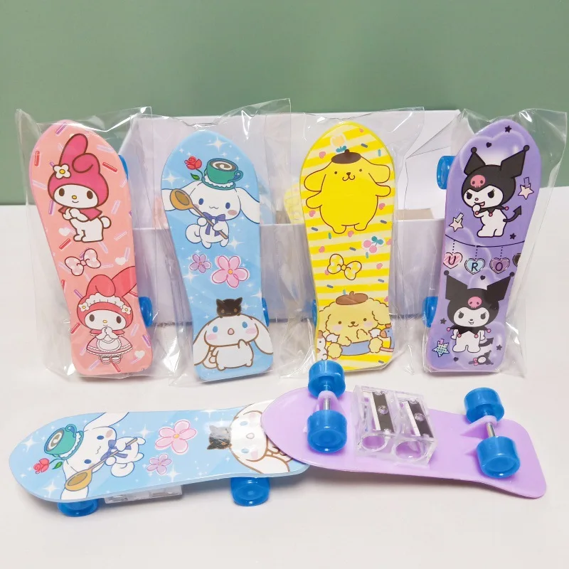 12/24pcs Sanrio Scooter Pencil Sharpeners Kuromi Cinnamoroll Melody Kids Double Hole Pencil Sharpener Stationery School Supplies