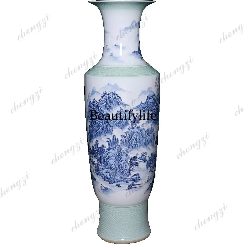 03 Ceramics hand-painted floor-to-ceiling vase Home Furnishing Living Room Company Hotel Decoration High Ornament