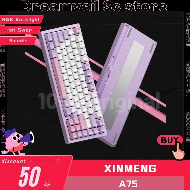 

Клавиатура XINMENG A75 игровая механическая, 3 режима, USB/2,4G/Bluetooth