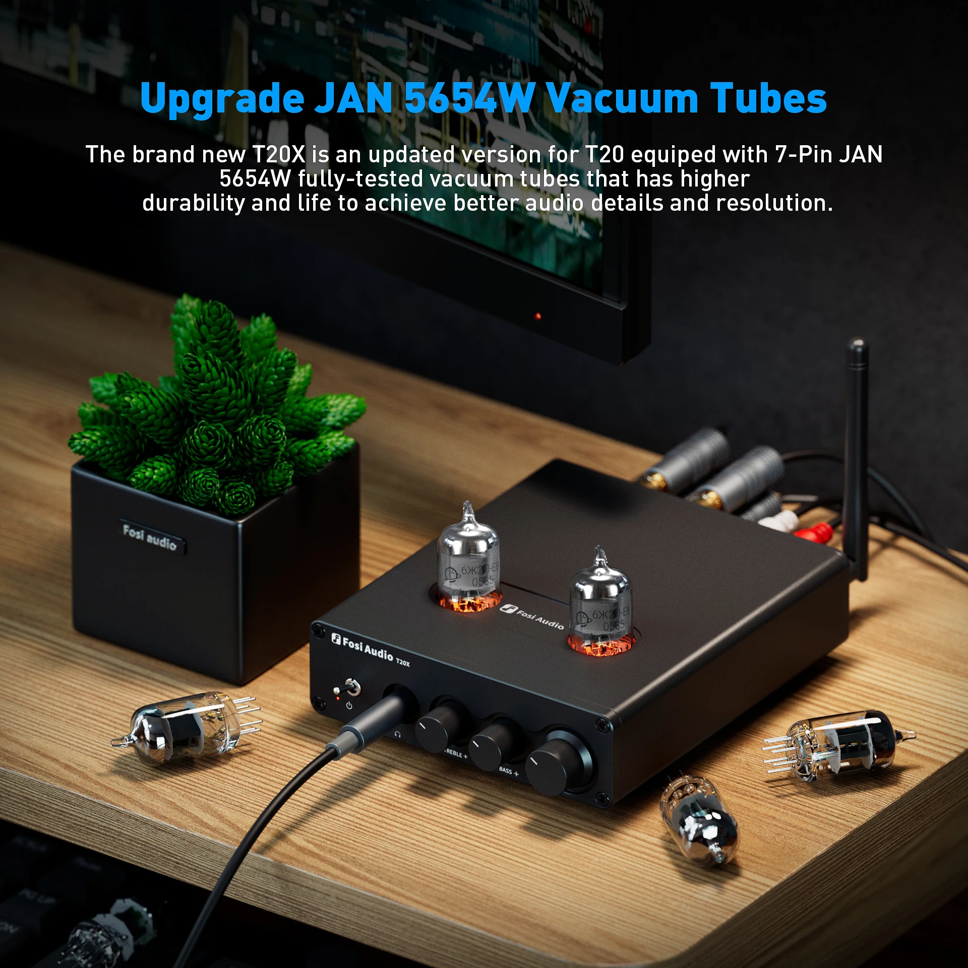 Fosi Audio-Amplificateur à Tube Sous Vide Bluetooth, Puissance Stéréo, Sauna, Téléphone, Hautréusde Cinéma Maison, T20X, 100W, TPA3221