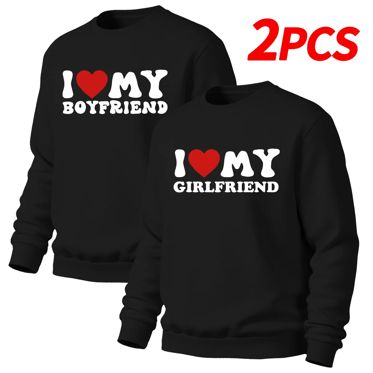 2-pack Men's and Women's Couple Printed Crewneck Sweatshirts, Loose and Comfortable, Stylish Fit, Suitable for Daily Wear, Shopping Sports, Etc.