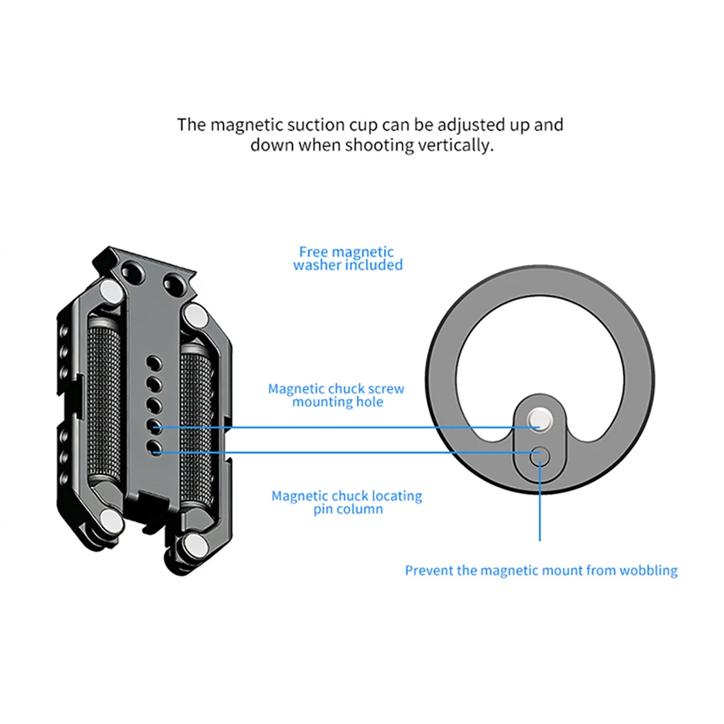 Faltbarer Telefonkäfig Videoaufnahme-Telefonstabilisator, Smartphone-Video-Rig mit Griffen für iPhone Samsung Huawei – Detail 15