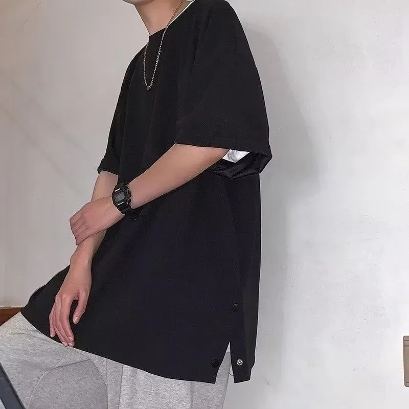 2026 Summer New Short Sleeved Oversized T-shirt for Men Korean Fashion Men's Simple Casual Loose T-shirt Tops Streetwear