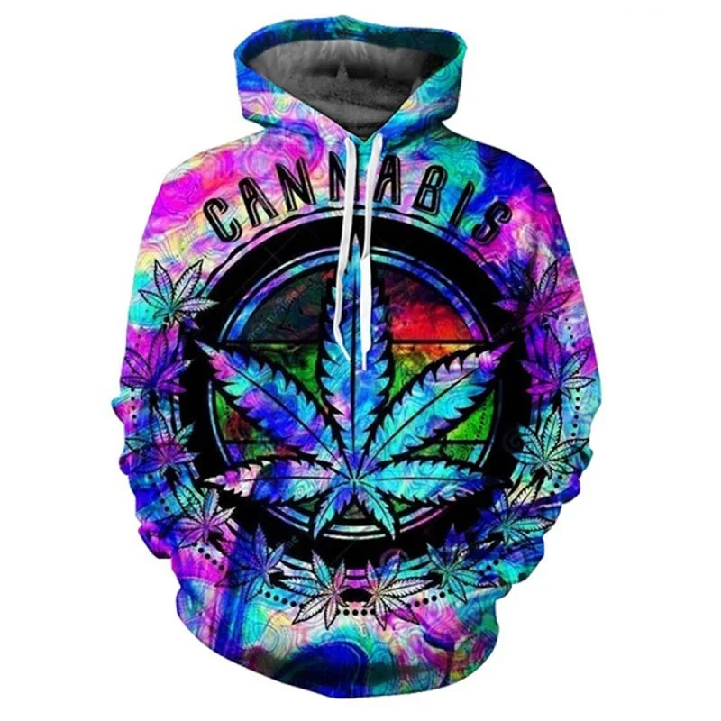 

Fashion Weeds Leaf Pattern Hoodies Fashion Streetwear Long Sleeve Hip Hop 3D Printed Sweatshirt Mens Trend Casual Pullovers