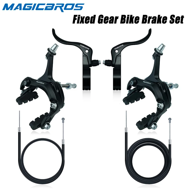 MAGICBROS Fixed Gear Bike Rear Brake Kit 31.8/22.2mm Aluminum Alloy Brake Levers & Caliper Brakes Bicycle Parts