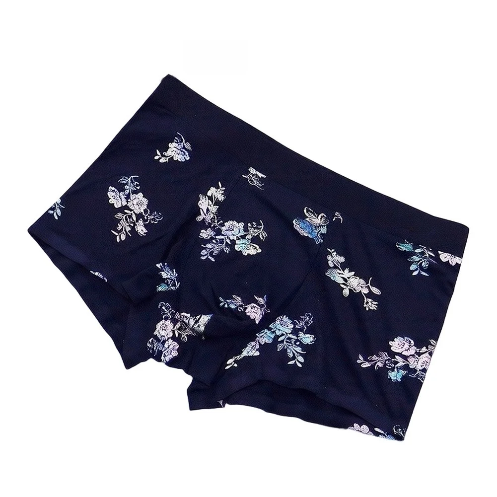 Men's Underwear Seamless Ice Silk Boxers Printed Shorts Mid Waist Soft Panties Youth Skinny Sports Breathable Bottoms