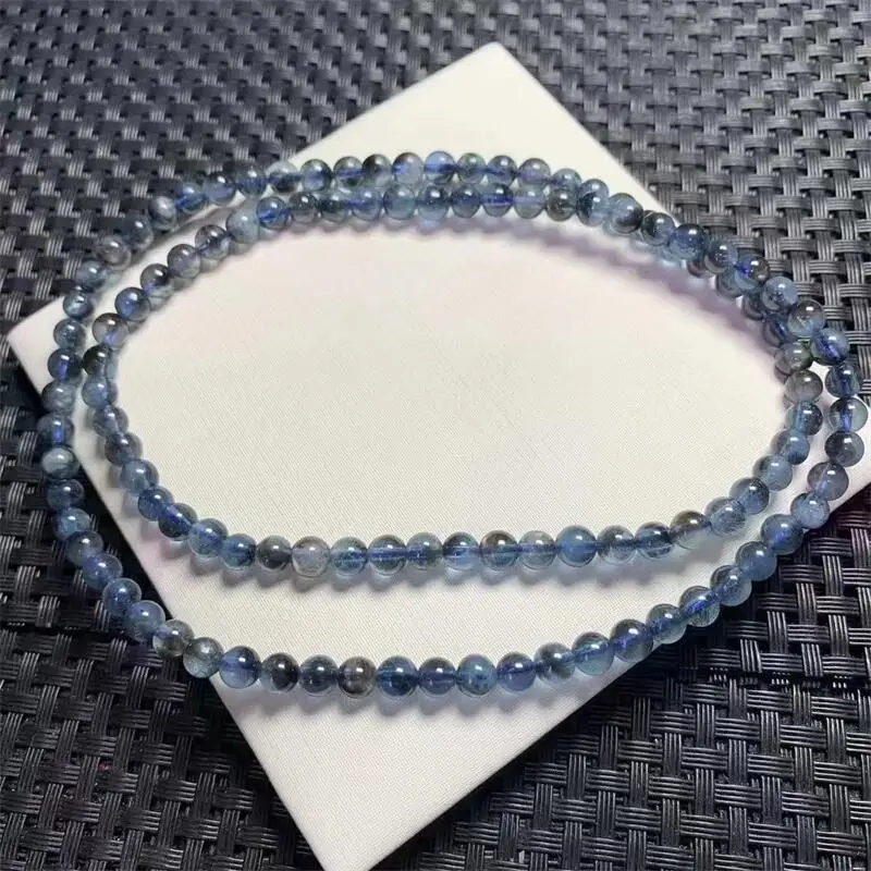 5.3MM Natural Devil Blue Aquamarine Triple Circles Bracelet Fashion Gemstone Jewelry Reiki Healing Gift For Women 1pcs