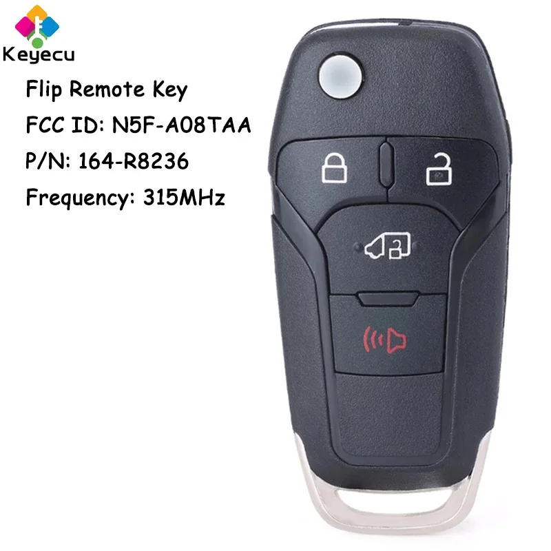 

KEYECU Folding Flip Remote Car Key With 4 Buttons 315MHz for Ford Transit Connect 2019 2020 2021 Fob FCC# N5F-A08TAA 164-R8236