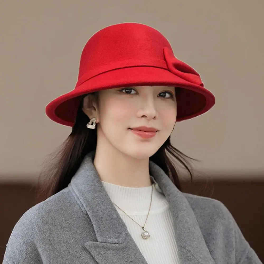 Kappe Mädchen Krempe Bowler Fedora Hüte Wollfilz Eimer Kappe Kirche Bowler Cloche Hüte Frauen Vintage Retro Hut Herbst Winter Warme Hut