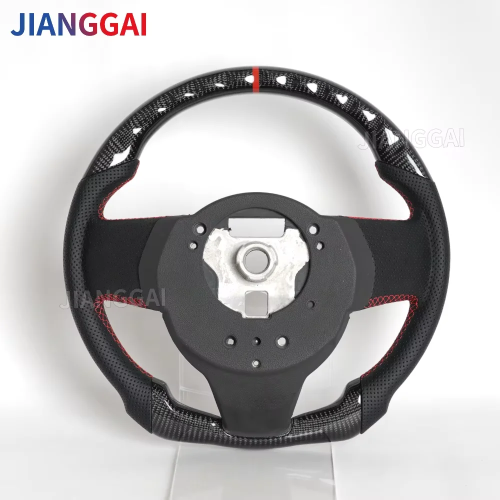 Real Carbon Fiber Car Steering Wheel Without Paddle Hole Red Stitching Fit For Chevy Camaro SS 2007-2011 Racing Steering Wheel