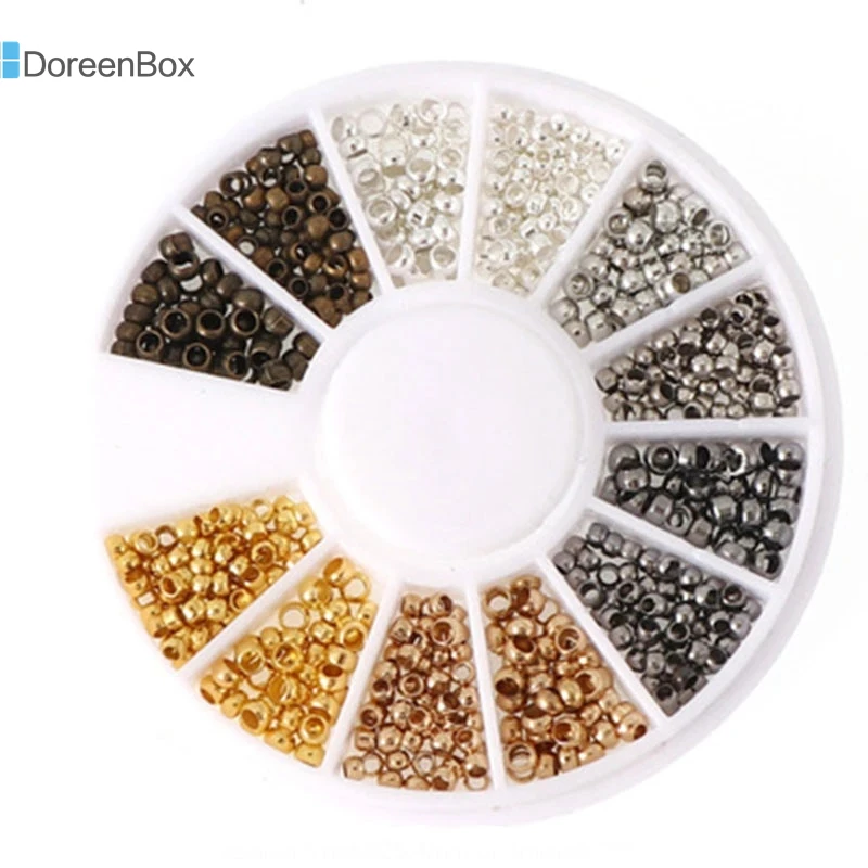 DoreenBox 720 PCs Crimp Beads Jewelry Findings Set Mixed Size Color Beads for DIY Bracelet Necklace 2.5mm Dia. 2mm Dia., 1 Box