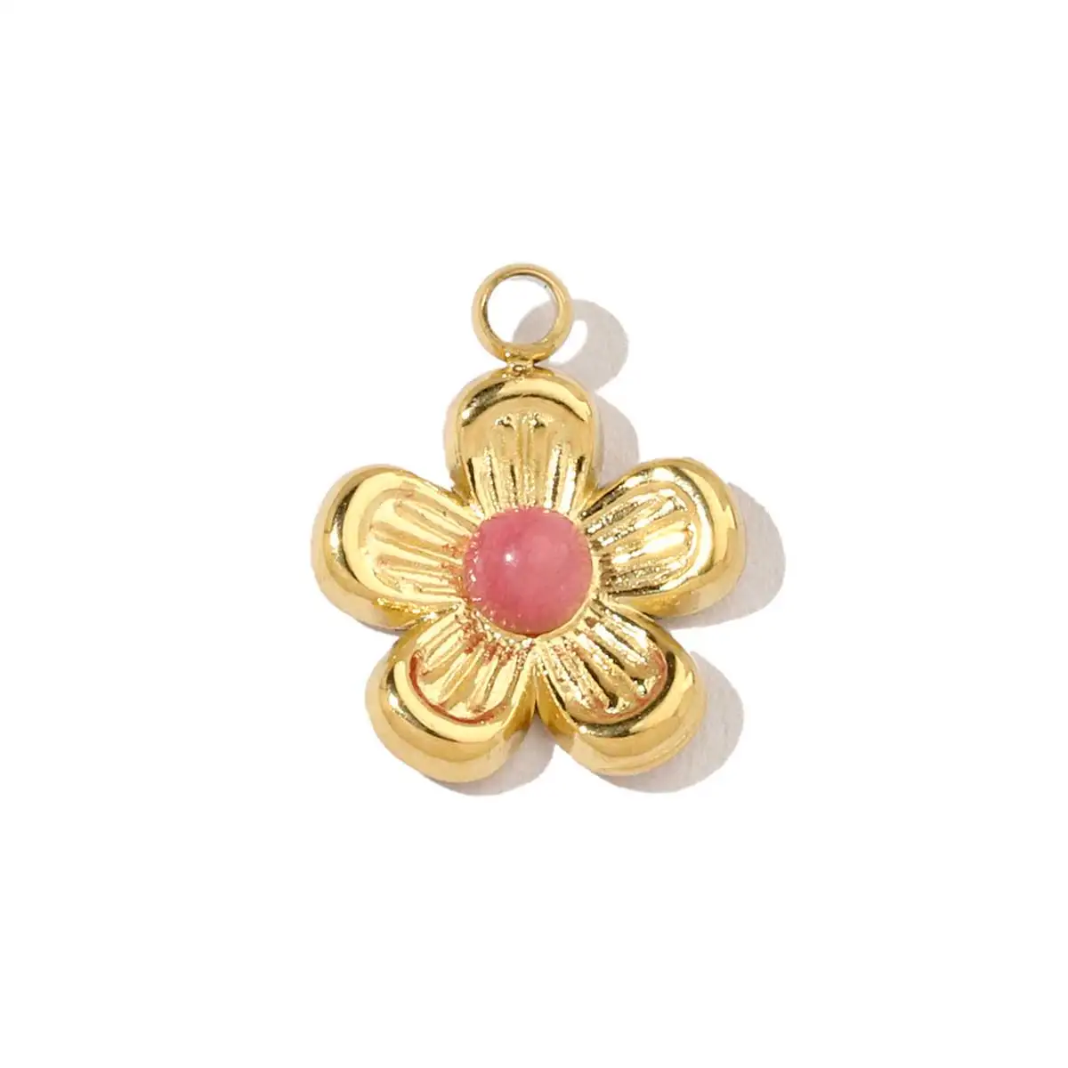 3pcs/Lot Stainless Steel Flower Charms Natural Stone Pendants for DIY Jewelry Making Accessories Gifts Wholesale