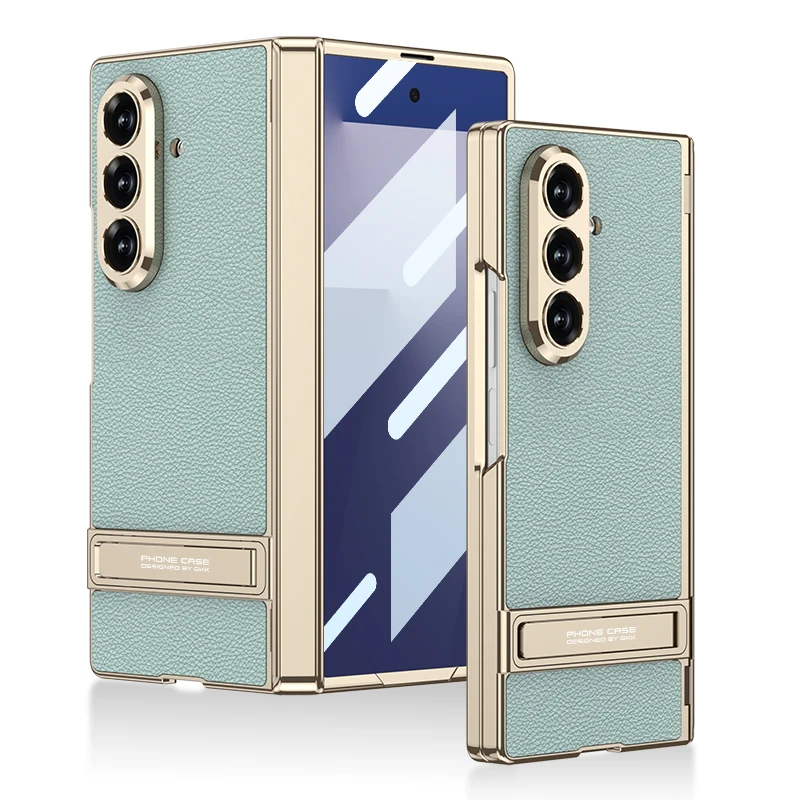 

For Samsung Galaxy Z Fold 7 Magnetic Hinge Leather Holder Case Front Screen Glass Plating Frame Cover For Galaxy Z Fold7 Case