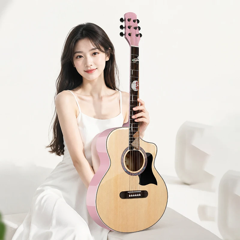 40 Inches Folk Guitar Solid Wood Acoustic Guitars Beginners Bright Light Guitar Adult Children Entry Level Single Board Guitars